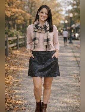 Joe Fresh Elegant Black Textured Skirt Size 8